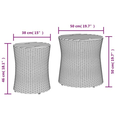 Stoliki ogrodowe, 2 szt., drewniane blaty, szare, polirattan Lumarko!