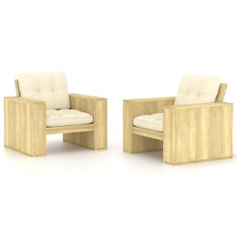 Krzesła ogrodowe z kremowymi poduszkami, 2 szt., drewno sosnowe Lumarko!