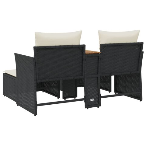 2-osobowa sofa ogrodowa z podnóżkami, czarna, polirattan Lumarko!