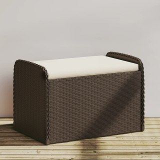 Ławka ze schowkiem i poduszką, brąz, 80x51x52 cm, polirattan Lumarko!