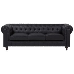 Sofa 3-osobowa ekoskóra duża czarna CHESTERFIELD Lumarko!