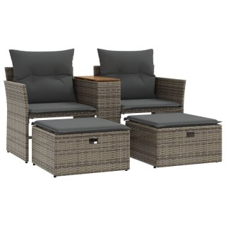 2-osobowa sofa ogrodowa z podnóżkami, szara, polirattan Lumarko!