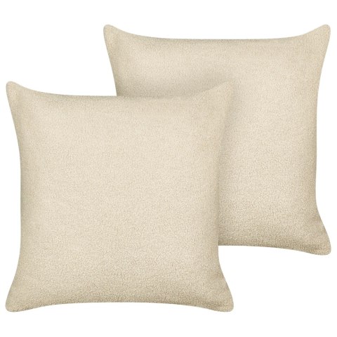 2 poduszki dekoracyjne boucle 45 x 45 cm beżowe LEUZEA Lumarko!