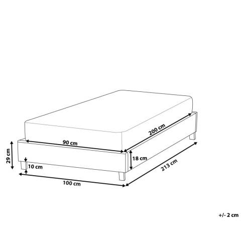 Łóżko kremowe tapicerowane ze stelażem 90 x 200 cm ROANNE