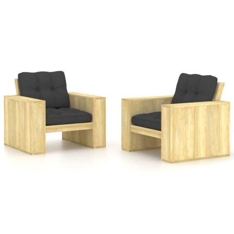 Krzesła ogrodowe z antracytowymi poduszkami, 2 szt., drewniane Lumarko!