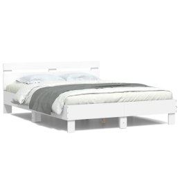 Rama łóżka z wezgłowiem i LED, biała, 140x190 cm Lumarko!
