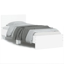 Rama łóżka z wezgłowiem i LED, biała, 75x190 cm Lumarko!