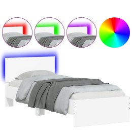 Rama łóżka z wezgłowiem i LED, biała, 75x190 cm Lumarko!