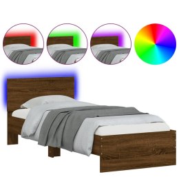 Rama łóżka z wezgłowiem i LED, brązowy dąb, 90x190 cm Lumarko!