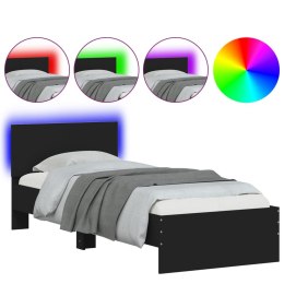 Rama łóżka z wezgłowiem i LED, czarna, 75x190 cm Lumarko!
