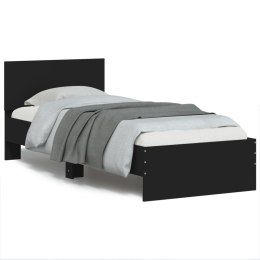 Rama łóżka z wezgłowiem i LED, czarna, 90x190 cm Lumarko!