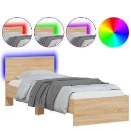Rama łóżka z wezgłowiem i LED, dąb sonoma, 90x190 cm Lumarko!