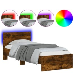 Rama łóżka z wezgłowiem i LED, przydymiony dąb, 75x190 cm Lumarko!