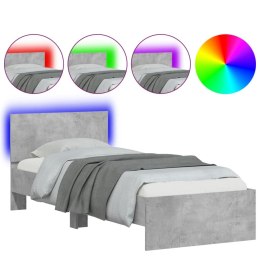 Rama łóżka z wezgłowiem i LED, szarość betonu, 75x190 cm Lumarko!