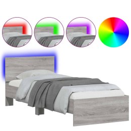 Rama łóżka z wezgłowiem i LED, szary dąb sonoma, 75x190 cm Lumarko!