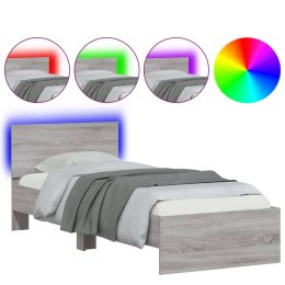 Rama łóżka z wezgłowiem i LED, szary dąb sonoma, 90x190 cm Lumarko!