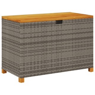 Skrzynia ogrodowa, szara, 110x55x63 cm, polirattan i akacja Lumarko!