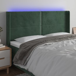 Zagłówek do łóżka z LED, ciemnozielony 163x16x118/128cm aksamit Lumarko!