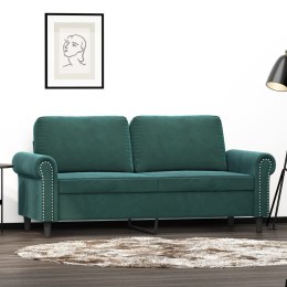 Sofa 2-osobowa, ciemnozielona, 140 cm, tapicerowana aksamitem Lumarko!