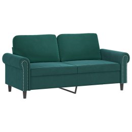 Sofa 2-osobowa, ciemnozielona, 140 cm, tapicerowana aksamitem Lumarko!