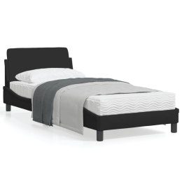 Rama łóżka z zagłówkiem, czarna, 90x200 cm, obita tkaniną Lumarko!