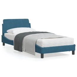 Rama łóżka z zagłówkiem, niebieska, 90x200 cm, aksamitna Lumarko!