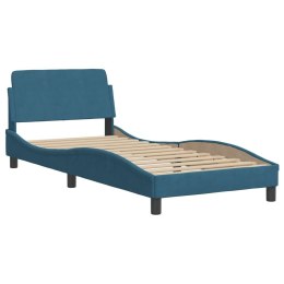 Rama łóżka z zagłówkiem, niebieska, 90x200 cm, aksamitna Lumarko!