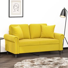 2-osobowa sofa z poduszkami, żółta, 120 cm, aksamit Lumarko!