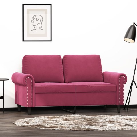 Sofa 2-osobowa, winna czerwień, 120 cm, tapicerowana aksamitem Lumarko!