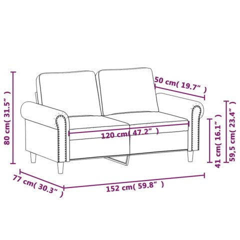 Sofa 2-osobowa, winna czerwień, 120 cm, tapicerowana aksamitem Lumarko!