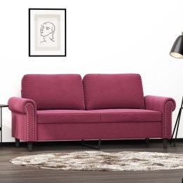 Sofa 2-osobowa, winna czerwień, 140 cm, tapicerowana aksamitem Lumarko!