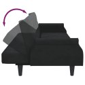 2-osobowa kanapa rozkładana z poduszkami i podnóżkiem, czarna Lumarko!