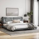 Rama łóżka z zagłówkiem, jasnoszara, 200x200 cm, obita tkaniną Lumarko!
