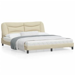 Rama łóżka z zagłówkiem, kremowa, 180x200 cm, obita tkaniną Lumarko!