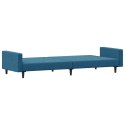 2-osobowa kanapa rozkładana z podnóżkiem, niebieska, aksamitna Lumarko!