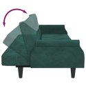 2-osobowa kanapa rozkładana z poduszkami i podnóżkiem, ciemnozielona Lumarko!