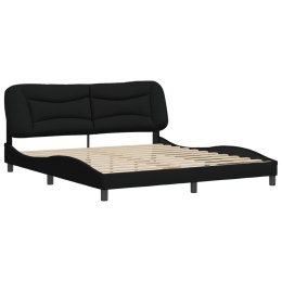 Rama łóżka z zagłówkiem, czarna, 180x200 cm, obita tkaniną Lumarko!