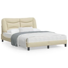 Rama łóżka z zagłówkiem, kremowa, 120x200 cm, obita tkaniną Lumarko!