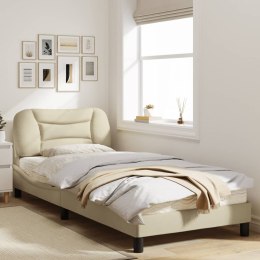 Rama łóżka z zagłówkiem, kremowa, 80x200 cm, obita tkaniną Lumarko!