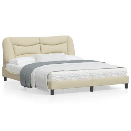 Rama łóżka z zagłówkiem, kremowa, 160x200 cm, obita tkaniną Lumarko!