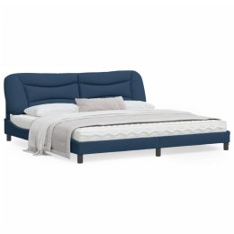 Rama łóżka z zagłówkiem, niebieska, 200x200 cm, obita tkaniną Lumarko!