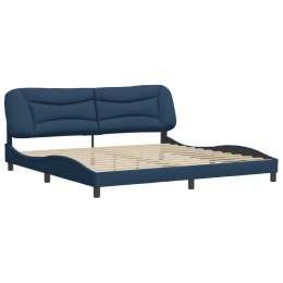 Rama łóżka z zagłówkiem, niebieska, 200x200 cm, obita tkaniną Lumarko!