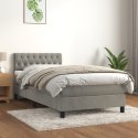 Łóżko kontynentalne z materacem, jasnoszare, aksamit, 90x190 cm Lumarko!