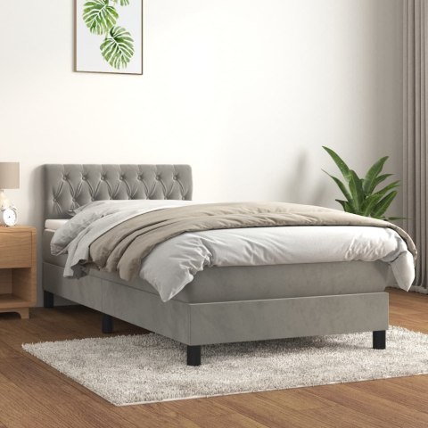 Łóżko kontynentalne z materacem, jasnoszare, aksamit, 90x190 cm Lumarko!