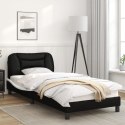 Rama łóżka z zagłówkiem, czarno-biała, 90x190 cm, ekoskóra Lumarko!