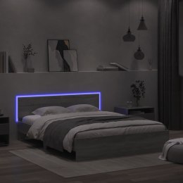 Rama łóżka z wezgłowiem i LED, szary dąb sonoma, 160x200 cm Lumarko!