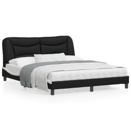 Rama łóżka z zagłówkiem, czarno-biała, 160x200 cm, ekoskórą Lumarko!