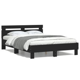 Rama łóżka z wezgłowiem i LED, czarna, 135x190 cm Lumarko!