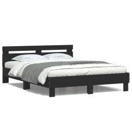 Rama łóżka z wezgłowiem i LED, czarna, 140x190 cm Lumarko!