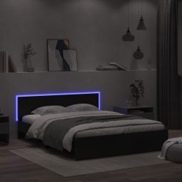 Rama łóżka z wezgłowiem i LED, czarna, 160x200 cm Lumarko!